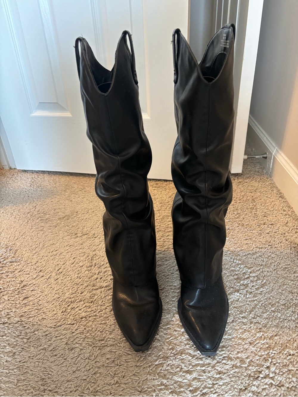 DSW Black Pointed-Toe Knee-High Slouch Boots